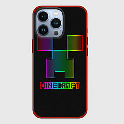 Чехол для iPhone 13 Pro Minecraft logo neon, цвет: 3D-красный