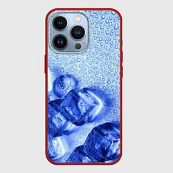 Чехол для iPhone 13 Pro Кубики льда и капли воды, цвет: 3D-красный