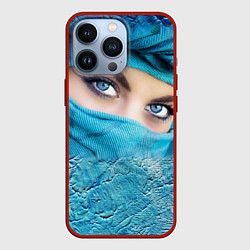 Чехол для iPhone 13 Pro Синеглазая девушка в хиджабе, цвет: 3D-красный