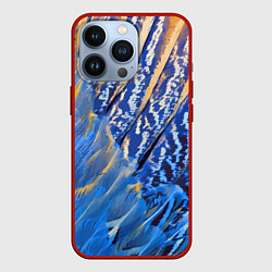 Чехол для iPhone 13 Pro Перьевой паттерн - авангард, цвет: 3D-красный
