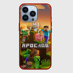 Чехол для iPhone 13 Pro Ярослав Minecraft, цвет: 3D-красный