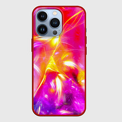 Чехол для iPhone 13 Pro Цветные огни в ночи, цвет: 3D-красный