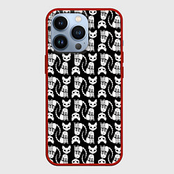 Чехол для iPhone 13 Pro Скелет кошки - Halloween pattern, цвет: 3D-красный