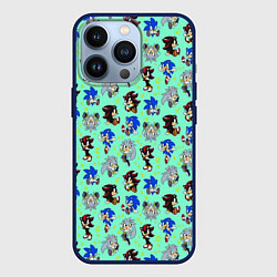 Чехол для iPhone 13 Pro Ежик Соник и его друзья, цвет: 3D-тёмно-синий