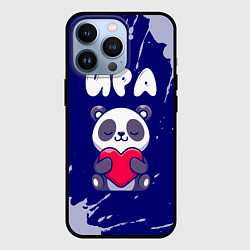 Чехол для iPhone 13 Pro Ира панда с сердечком, цвет: 3D-черный