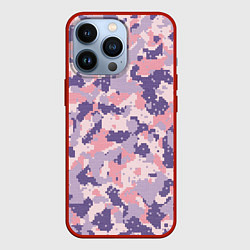 Чехол для iPhone 13 Pro Цифровой камуфляж - сине-фиолетовый, цвет: 3D-красный