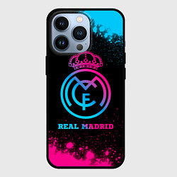 Чехол для iPhone 13 Pro Real Madrid - neon gradient, цвет: 3D-черный