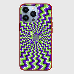 Чехол для iPhone 13 Pro Гипнотические полосы - оптическая иллюзия, цвет: 3D-красный