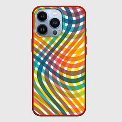 Чехол для iPhone 13 Pro Геометрический узор яркие полосатые волны, цвет: 3D-красный