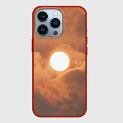 Чехол для iPhone 13 Pro Бронзовое солнце, цвет: 3D-красный
