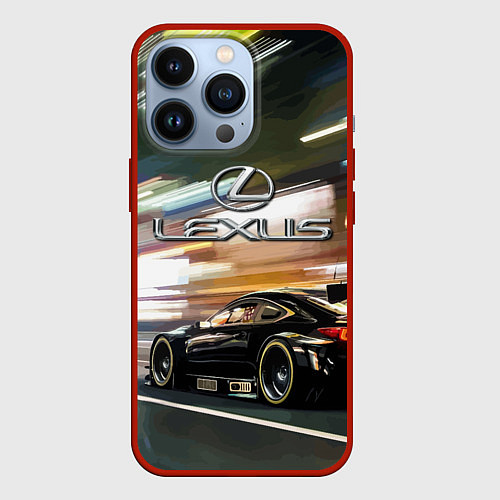 Чехол iPhone 13 Pro Lexus - скорость режим / 3D-Красный – фото 1