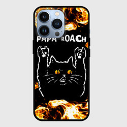 Чехол для iPhone 13 Pro Papa Roach рок кот и огонь, цвет: 3D-черный