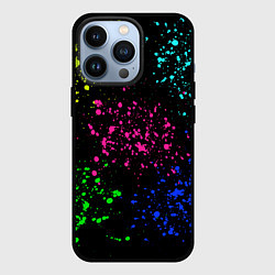 Чехол для iPhone 13 Pro Брызги неоновых красок, цвет: 3D-черный