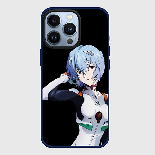 Чехол iPhone 13 Pro Евангелион - Аянами Рэй / 3D-Тёмно-синий – фото 1