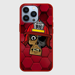 Чехол для iPhone 13 Pro Череп пожарного, цвет: 3D-красный