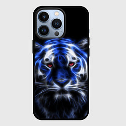 Чехол для iPhone 13 Pro Синий неоновый тигр, цвет: 3D-черный