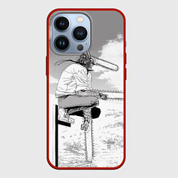 Чехол для iPhone 13 Pro Дэнжи - Человек бензопила, цвет: 3D-красный