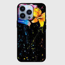 Чехол для iPhone 13 Pro Цветные лилии, цвет: 3D-черный