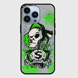 Чехол iPhone 13 Pro Slipknot скелет green