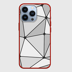 Чехол для iPhone 13 Pro Геометрические линии на сером фоне, цвет: 3D-красный