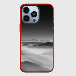 Чехол для iPhone 13 Pro Туманные горы, цвет: 3D-красный