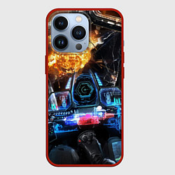 Чехол для iPhone 13 Pro Космическая схватка из кабины пилота, цвет: 3D-красный