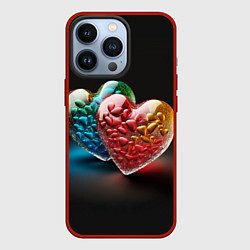 Чехол для iPhone 13 Pro Сердечки для влюблённых, цвет: 3D-красный