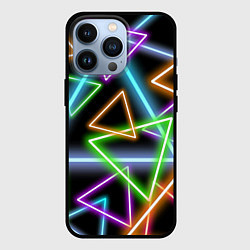 Чехол для iPhone 13 Pro Неоновые треугольники - текстура, цвет: 3D-черный
