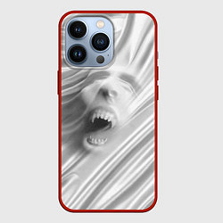 Чехол для iPhone 13 Pro Нечеловеческий вопль - складки ткани, цвет: 3D-красный
