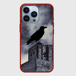 Чехол для iPhone 13 Pro Halloween - силуэт ворона, цвет: 3D-красный