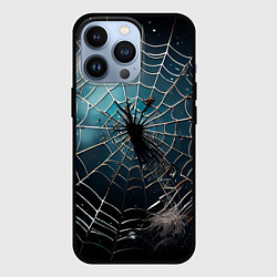 Чехол для iPhone 13 Pro Halloween - паутина на фоне мрачного неба, цвет: 3D-черный