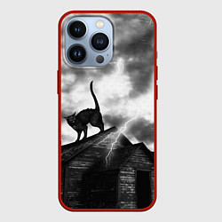 Чехол для iPhone 13 Pro Halloween - чёрный кот на ведьмином доме, цвет: 3D-красный