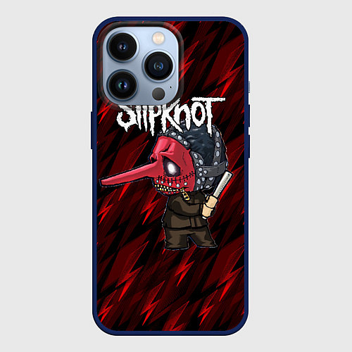 Чехол iPhone 13 Pro Slipknot красные молнии / 3D-Тёмно-синий – фото 1