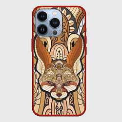 Чехол для iPhone 13 Pro Голова лисы в узорах, цвет: 3D-красный
