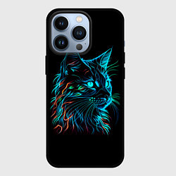 Чехол для iPhone 13 Pro Неоновый котик, цвет: 3D-черный