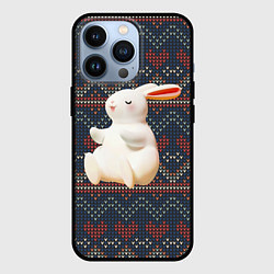 Чехол для iPhone 13 Pro Большой белый кролик, цвет: 3D-черный