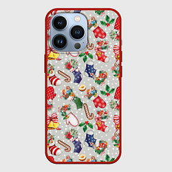 Чехол для iPhone 13 Pro Christmas Pattern, цвет: 3D-красный