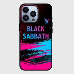 Чехол для iPhone 13 Pro Black Sabbath - neon gradient: символ сверху, цвет: 3D-черный