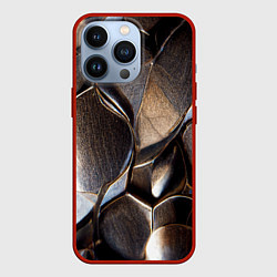 Чехол для iPhone 13 Pro Бронзовая чешуя дракона доспех, цвет: 3D-красный