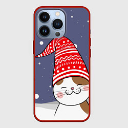Чехол для iPhone 13 Pro Кот в шапочке, цвет: 3D-красный