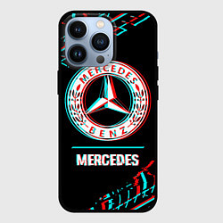 Чехол для iPhone 13 Pro Значок Mercedes в стиле glitch на темном фоне, цвет: 3D-черный