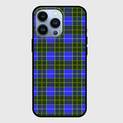 Чехол для iPhone 13 Pro Ткань Шотландка сине-зелёная, цвет: 3D-черный