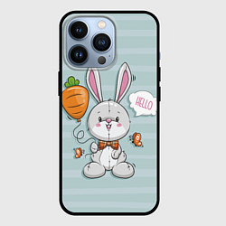 Чехол для iPhone 13 Pro Милый зайка с шариком-морковкой, цвет: 3D-черный