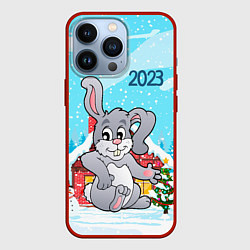 Чехол для iPhone 13 Pro Кролик 2023 новый год, цвет: 3D-красный