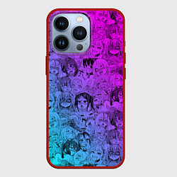 Чехол для iPhone 13 Pro Ахегао девушки градиент, цвет: 3D-красный