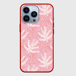 Чехол для iPhone 13 Pro Листья экзотические скетч, цвет: 3D-красный