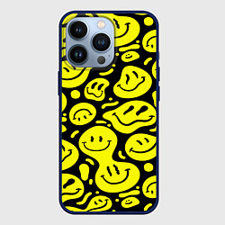 Чехол для iPhone 13 Pro Кислотный желтый смайлик, цвет: 3D-тёмно-синий