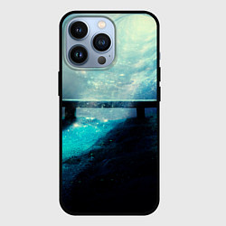Чехол для iPhone 13 Pro Космические звёзды, небо и скамья, цвет: 3D-черный