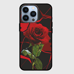 Чехол для iPhone 13 Pro Одинокая красная роза, цвет: 3D-черный