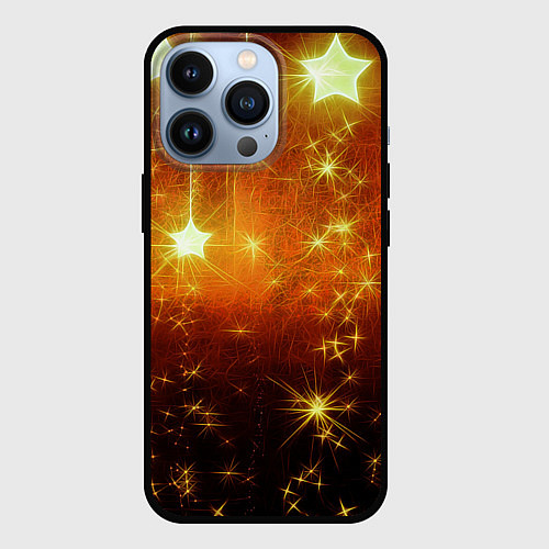 Чехол iPhone 13 Pro Золотистае звёзды / 3D-Черный – фото 1